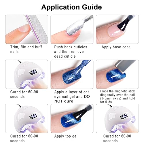 RARJSM Dark Blue Magnetic Galaxy Glitter Cat Eye Gel Nail Polish 15ml - color: 9D Blue