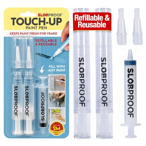 Slobproof Refillable Touch-Up Paint Pen, Pack of 2 - Precision Brush Tip - size: 2 Count (Pack of 1)
