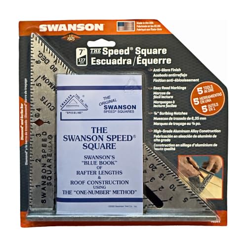 Swanson Speed® Square, 7 in. Aluminum Layout Square with Blue Book (S0101) - size: 7 inch, style: 7" Speed Square