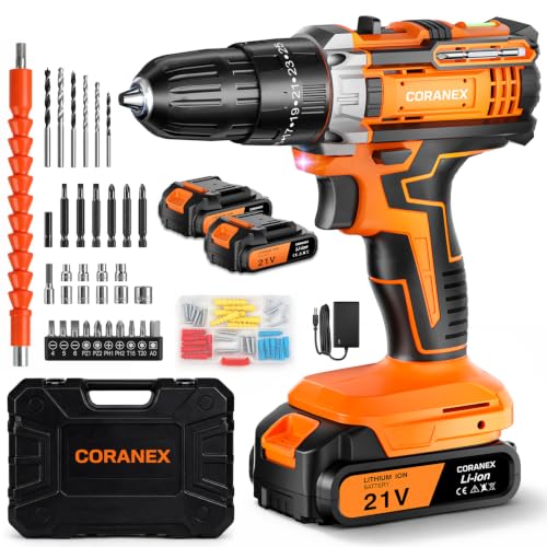 21V Cordless Drill Set with Case | Easy to Control & Lightweight - size: Standard Kit