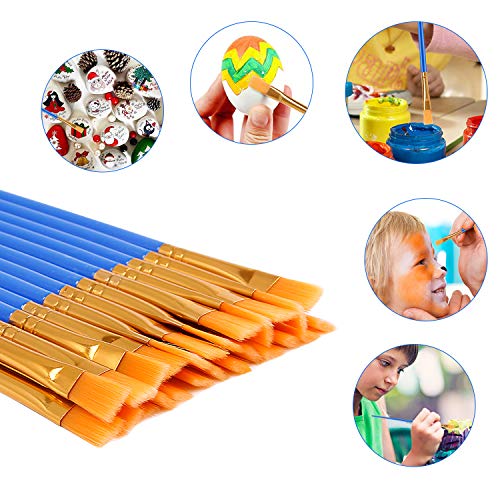 UPINS 60 Pcs Flat Paint Brushes, Small Brush Bulk for Detail Painting