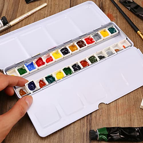 MYARTOOL Empty Watercolor Palette, Colorful Empty Watercolor Tin Palette Paint Case with 24 PCS Empty Half Pans for DIY Travel Watercolor Palette, Acrylic and Oil Painting - color: Colorful, size: 24 PCS Empty Half Pans