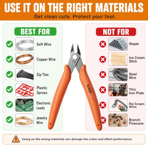 KATA Mini Flush Cutters, 5-Inch Wire Cutters Plier for Jewelry & DIY Crafts - color: 5 Pack 5" Orange