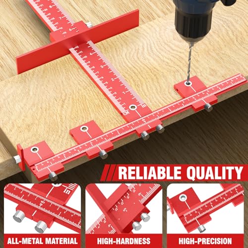 Extended Cabinet Hardware Jig Kit, 32-inch Aluminium MAX Cabinet Handle Jig - color: Red-large