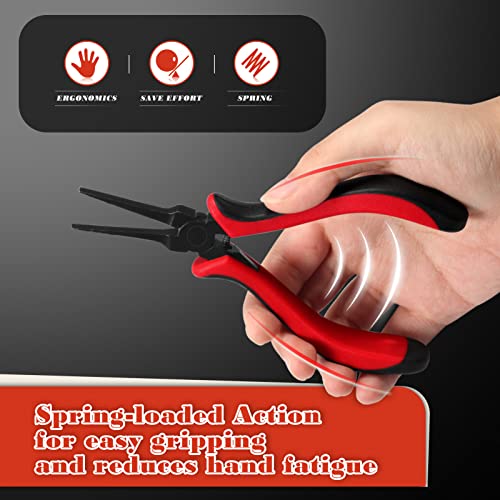 SPEEDWOX 5.5 Inch Thin Flat Nose Pliers Smooth Jaw TPR Handle - color: Red&black Smooth Jaw