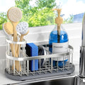 Sink Caddy Sponge Holder for Kitchen with Stone Drying Mat & Brush Holder - color: Silver