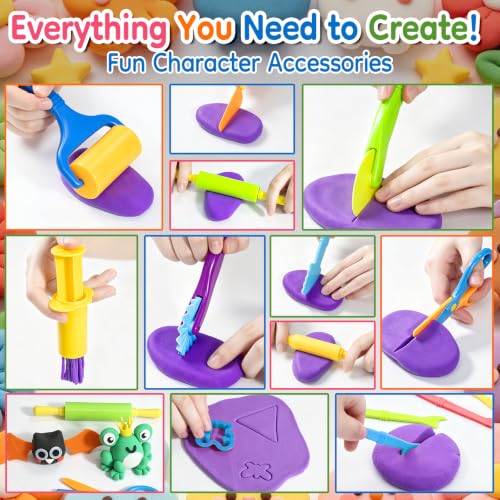 67 PCs Dough and Clay Play Tools Kit for Kids Ages 4-8 Educational Toys - size: Pack of 67