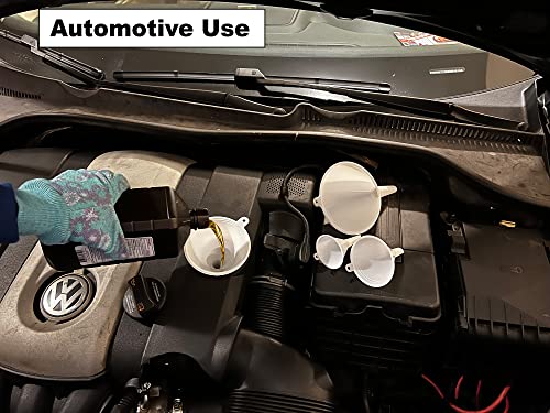 Oil Funnel Set - Plastic Funnels for Automotive & Kitchen - color: White