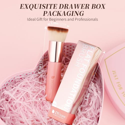 DUcare Foundation Brush for Liquid Makeup,Flat Top Kabuki Foundation Brushes - Premium Makeup Brush for Liquid, Cream, Powder,Buffing, Blending,Pink - color: Pink
