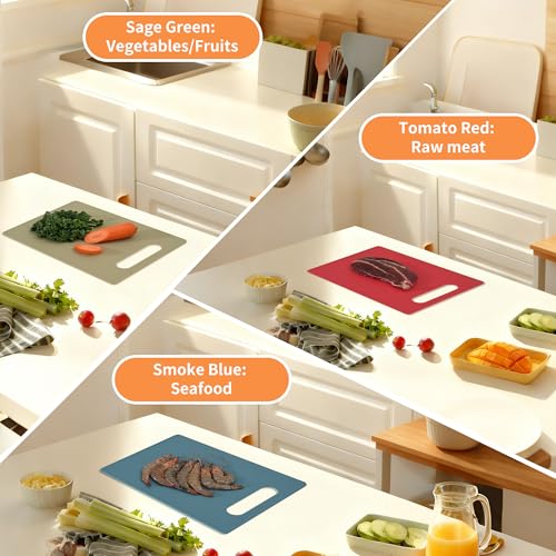 Luckyiren Large Plastic Cutting Board Set, 3 Pack 14 x 10 Inch Cutting Mats