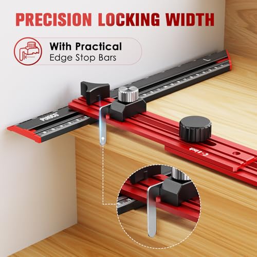 Stair Tread Template Tool with Triangular Brace and Edge Flip Stops - color: LTC-Red Black