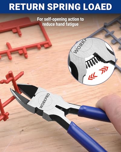 WORKPRO 6 Pack Wire Cutters, 6 Inch Precision Flush Cutters, Side Cutters - color: Blue
