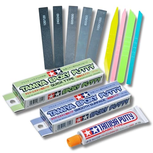 Epoxy Sculpting Putty (Quick Hardening Type) 87051・(High Density Type) 87052＆ Basic Type Putty 87053 & Putty Sticks Set & Sanding Sticks Set #120・#240・#600・#800・#1000