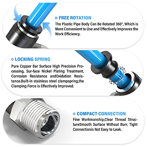 TAILONZ 10mm x 1/2" NPT Push to Connect Elbow Fitting 10Pcs - size: 0.394" OD 1/2" MNPT