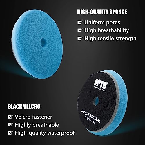 SPTA HD Buffing Polishing Pads, 6" Orbital Buffer Pads Hook&Loop Buffing_Pads,Foam PolishPad 5 Grits from Coarse to Fine-6" DA Rotary Polisher Compounding, Polishing&Waxing, 6 Inch (150mm) (Pack of 6) - size: 6 Inch (150mm) (Pack of 6)