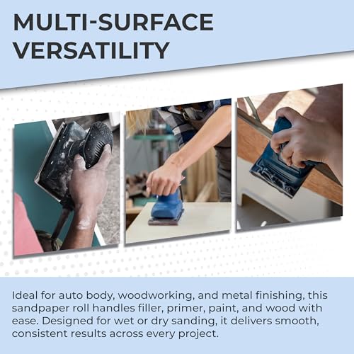 Sunmight Ceramic Film Sandpaper Roll 2.75" x 13.12yd 320G — Hook & Loop Sand Paper Sheets for Auto Body, Car Sanding, Wood, Metal, Longboard Block Tools | Wet Dry Automotive Shop Supplies, Wet Dry Use - size: 320G Grip