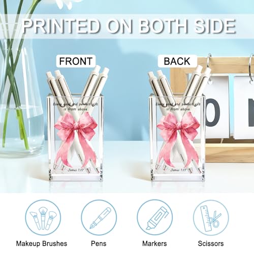 Every Good And Perfect Gifts Is From Above Acrylic Cosmetic Holder - color: pink & black