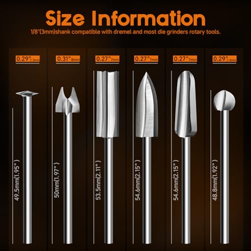 Wood Carving Drill Bits Set Compatible with Rotary Tool Different Shapes of Engraving Bits Meeting Woodworking DIY Carving, Drilling Hole, Grinding, Micro Sculpture (FO-3Pcs-BCK) - style: FO-3Pcs-BCK