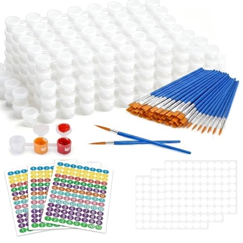 40 Empty Paint Containers with Lids - color: 40 Strips+30 Flat+10miniature Brush+460 Labels