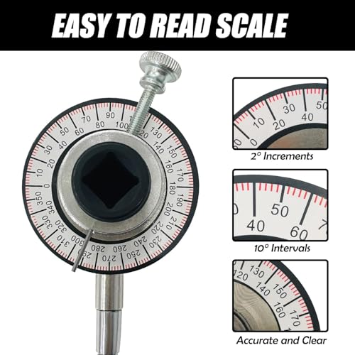 JOYFUL&HOPEFUL Torque Angle Gauge 1/2,Torque Angle Meter,360 Degree Torque Wrench,w/Flexible Clip Arm