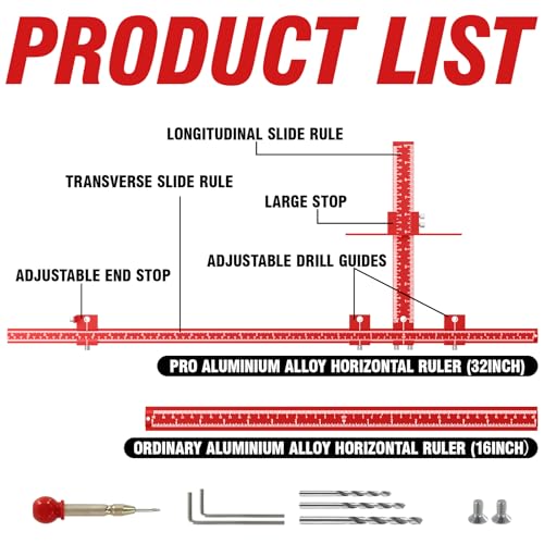 Extended Cabinet Hardware Jig Kit, 32-inch Aluminium MAX Cabinet Handle Jig - color: Red-large