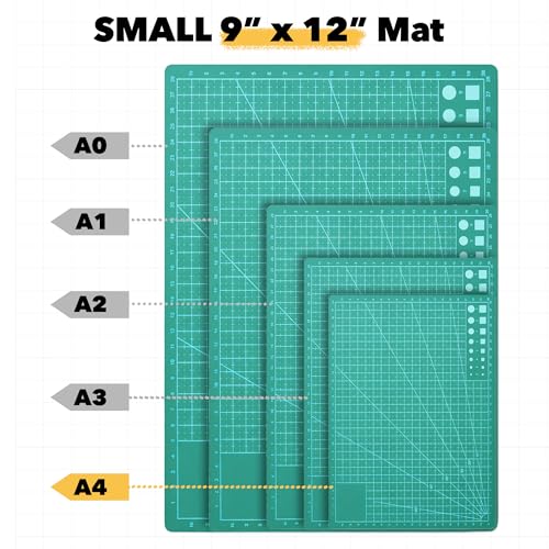 Mandala Crafts Self-Healing Green 9" x 12" A4 Cutting Mat Kit for Sewing - color: Green Combo, size: 9 x 12 Inches Mat Combo