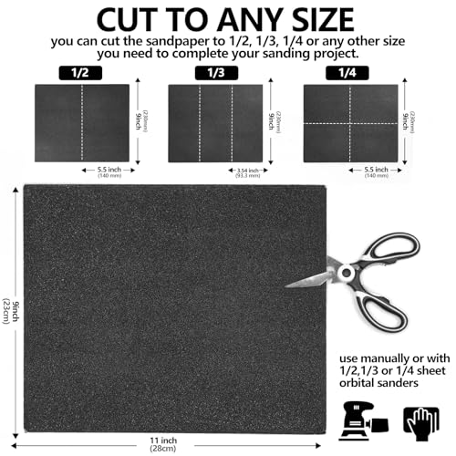 12 Sheets 320 Grit Sandpaper, 9 x 11 Inch Wet Dry Sanding Paper