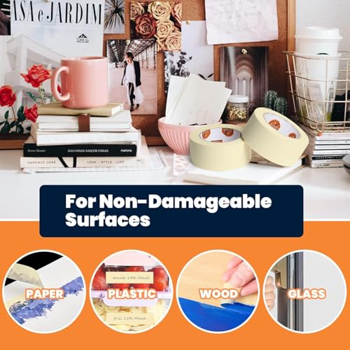 TAPEBEAR General Purpose Masking Tape Beige White 0.75" x 60Yards x 36Rolls - size: 0.75" x 60Yards x 36Rolls