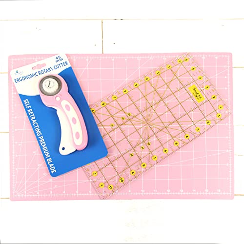 Threadart Rotary Cutter Set - 45mm Cutter, Mat & Ruler - size: ROTARY CUTTER SET