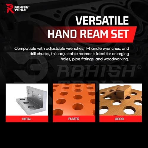 Adjustable Hand Reamer H12-H16, 1-1/16" to 2-7/32", Metal & Wood - size: H12 to H16 - 5Pcs