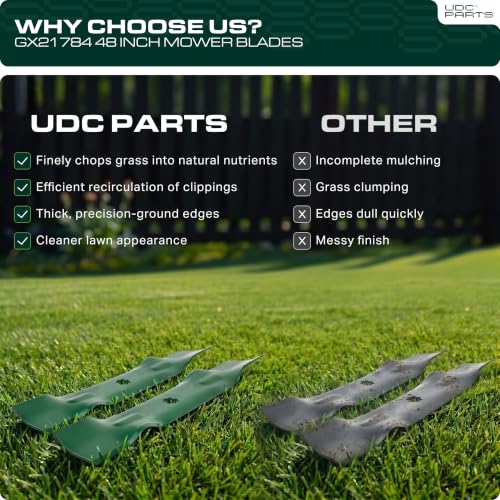 UDC Parts GY20852 Mower Blades Replacement for John Deere 48 Inch D140 E140 - size: 17" - 7 pt star