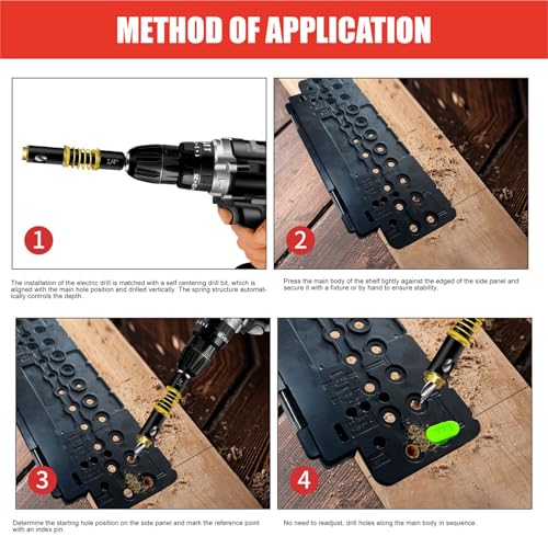 Shelf Pin Drilling Jig, 1/4" & 5mm Multifunctional Cabinet Hardware Jig, Shelf Pin Jig for Woodworking, Adjustable Shelves and Closets, Black