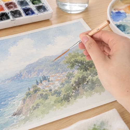 5pcs Long Liner Paint Pinstripe Brushes Set, Fine Detail Brushes (5 Sizes) - color: Wood Color