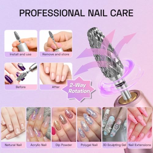 3PCS Nail Drill Bits Set for Fast Remove Acrylic Hard Gel & Cucticle Prep - color: Silver Set