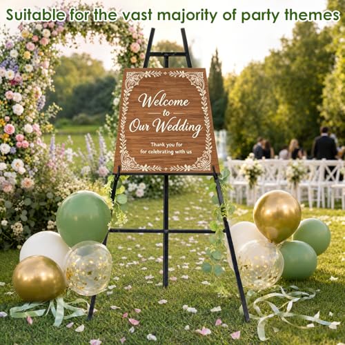 Black Easel Stand for Sign, Heavy Duty Metal Display Easel for Wedding
