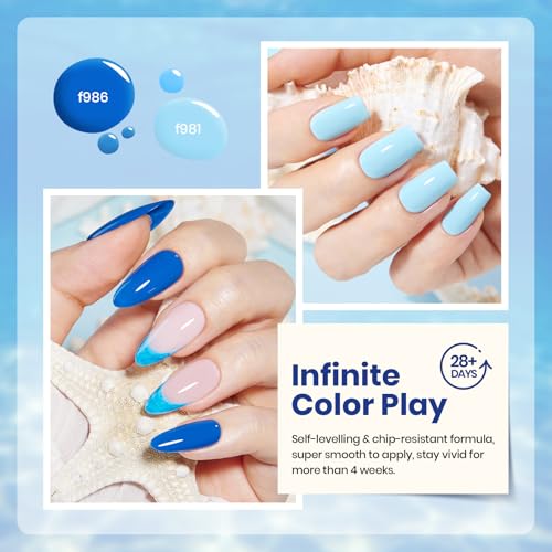 Beetles Blue Gel Polish Set, Ocean Range, 6 Colors Blue Gel Nail Polish Set - color: A - Blue | Ocean Range