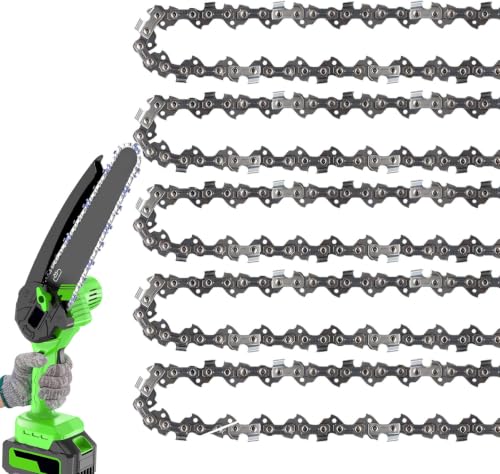 8 Inch Chainsaw Chain Replacement Accessories, 5 Pieces 1/4" LP Pitch, 0.043" Gauge, 47 Drive Links Chains for 8-inch Cordless Electric Portable Mini Chainsaws for Pruning Shears Wood Cutting