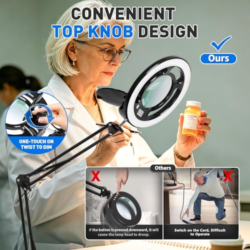 KIRKAS Magnifying Glass with Light, 2,200 Lumens Magnifying Lamp 12X - color: Black 28in