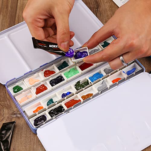 MyArTool Empty Watercolor Palette, Metal Watercolor Tin Palette Paint Case with 24 Empty Full Pans, Paint Tray Palette for DIY Travel Watercolor Palette, Acrylic and Oil Painting - color: Purple, size: 24 PCS Empty Full Pans