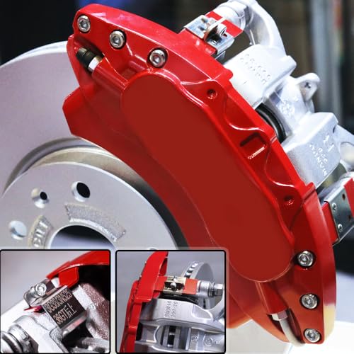 Red Aluminum Brake Caliper Covers for 2017-2021Tesla Model S Long Range&Long Range Plus & Model X 2016-2021, Set of 4, Easy Install, Protective Styling - color: Red blank