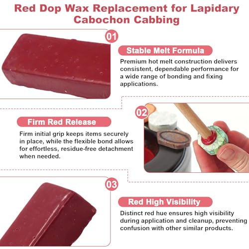 showingo Red DOP Wax Sticks Replacement for Lapidary Cabochon 4 Pack - color: Red DOP Wax-4P