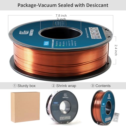 Geeetech Silk PLA Filament 1.75mm, Metallic Copper Silk Filament - color: 1kg Silk Copper