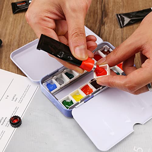 MYARTOOL Empty Watercolor Palette, Metal Watercolor Tins Box Palette Paint Case with 12 Empty Half Pans, Paint Tray Palette Suitable for Watercolor, Acrylic, Gouache, Oil Painting - color: Purple, size: 12 PCS Empty Half Pans