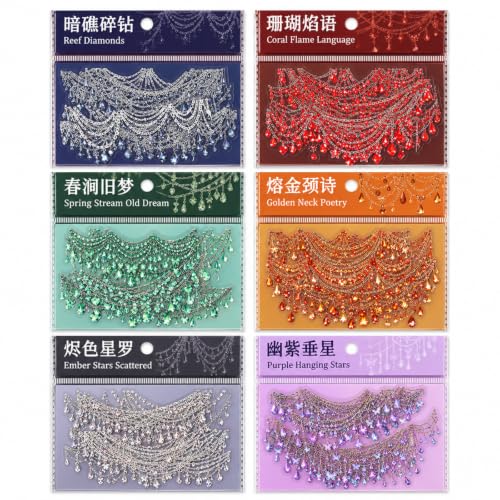 60 Pcs Crystal Jewelry Necklace PET Stickers, Gem Garland Decals - color: Jewelry Collection
