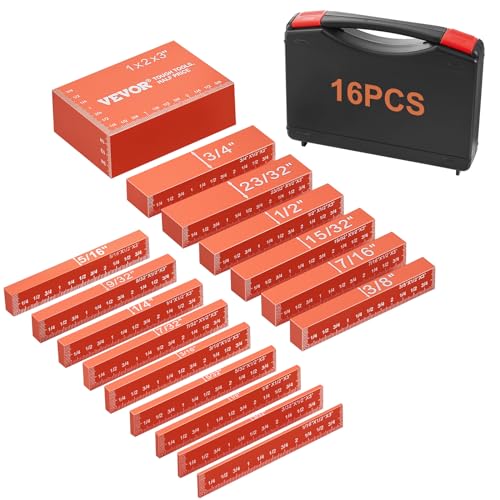 VEVOR Router Table Setup Bars, 14 pcs, Precision Aluminum Setup Blocks Height Gauge Set, with Laser Engraved Size Markings Storage Case, Measuring Depth Height Angle, for Router Table Saw Accessories