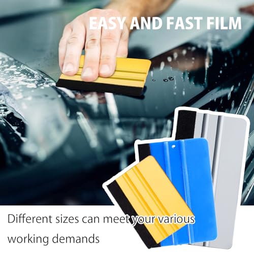 3 Pcs Vinyl Wrap Squeegee of Different Sizes, Felt Squeegee Vinyl Scraper Tool, 3 Size Vinyl Wrap Squeegee Applicator Tool for Window Tint, Wallpaper, Decal Sticker, Universal Car Accessories