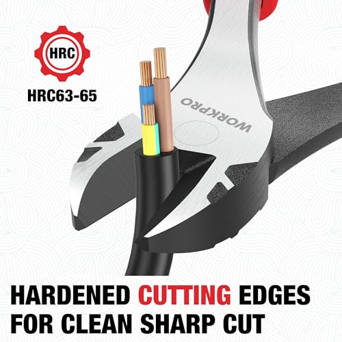 WORKPRO 8 Inch High Leverage Diagonal Pliers, Cr-V Steel & Anti-Slip Handle