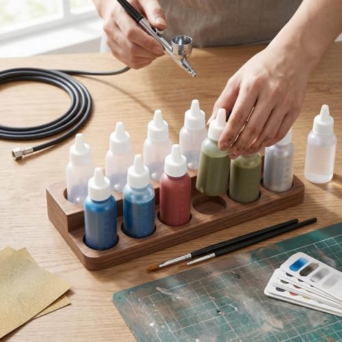 10Pcs 1oz/30ml Paint Bottles, Airbrush Paint Bottle Jars Clear Empty Plastic Mixing Squeeze Bottles with Ball Jar Resealable Scale Mixer