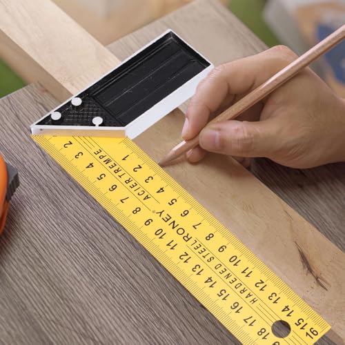 HARFINGTON 2Pcs Woodworking Square Ruler 6" Stainless Steel Try Square - size: 6"