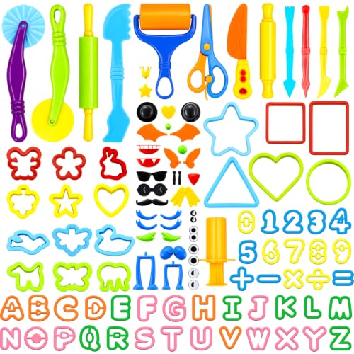 108 PCs Dough and Clay Play Tools Alphanumeric Kit for Kids Ages 4-8 - size: Pack of 108